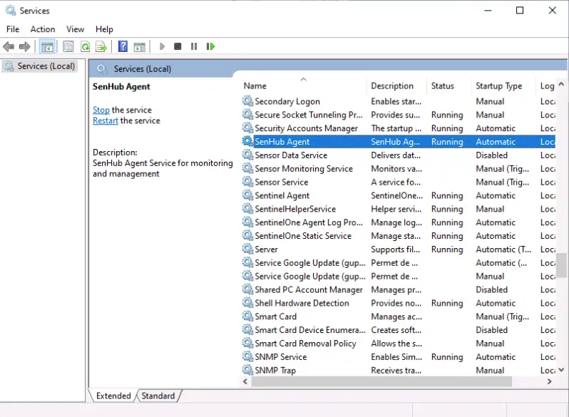 Windows service running