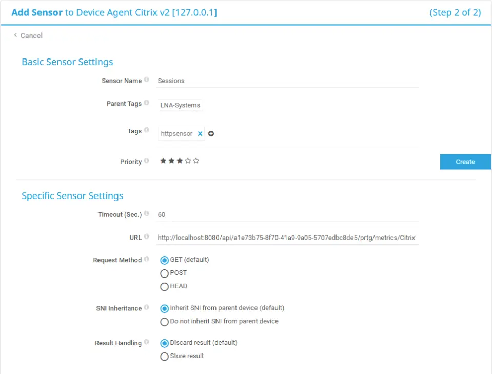 PRTG HTTP Data Advanced sensor